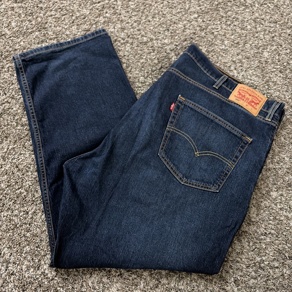Levi's 505 Jeans Men's 46x29 Dark Wash Blue Denim 99% Cotton 1% Stretch